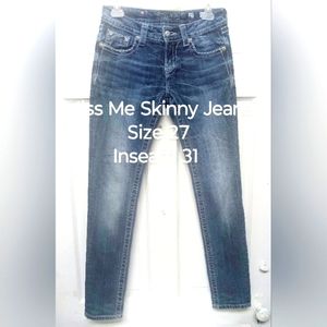 Miss Me Jeans Size 27 Inseam 31 Women's Skinny Blue Jeans #MMJ08